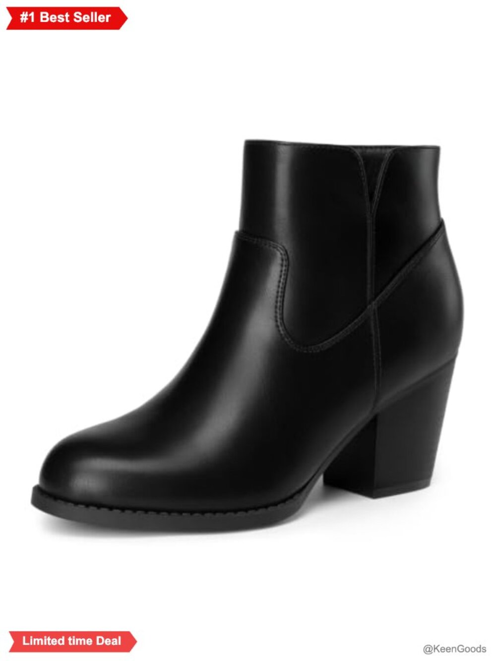 Women's Ankle Boots Block Heel Booties Side Zipper Round Toe polyurethane
